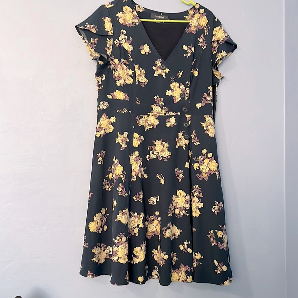 ModCloth Blue Floral Print Dress Size XL